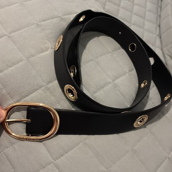 Juicy Couture Gold Grommeted Black Belt W/Oval Buckle - Picture 4 of 10